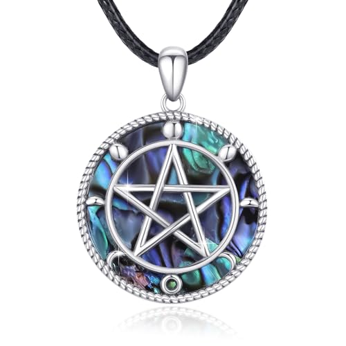 JFASHOP Pentagramm Kette 925 Sterling Silber Keltischer Pentacle Anhänger Hexen Halskette Wiccan Stern Schmuck für Mädchen Herren Frauen Muttertags Geschenke von JFASHOP