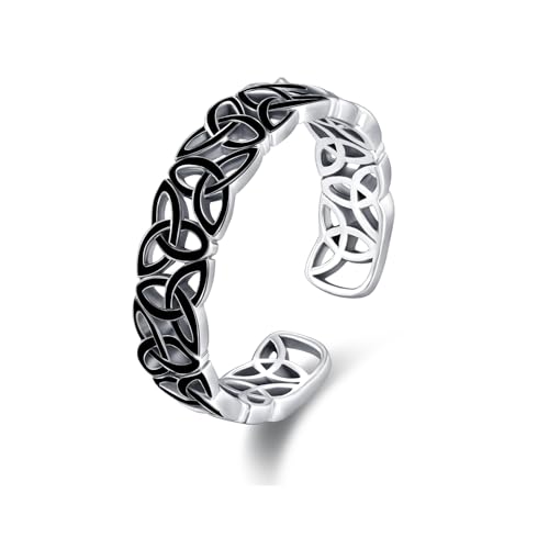 Keltischer Knoten Ringe Herren,925 Sterling Silber Daumenring Verstellbar Offener Ring Schmuck für Punk Ringe Valentinstag von JFASHOP