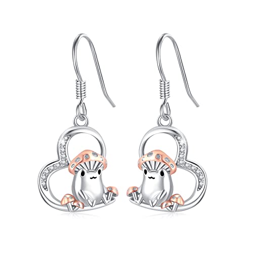 Pilz Ohrringe S925 Sterling Silber Pilz Hängende Ohrringe Herz Ohrringe Pilz Schmuck Mushroom Geschenke Valentinstag für Damen Frauen Mädchen Mutter Kinder von JFASHOP