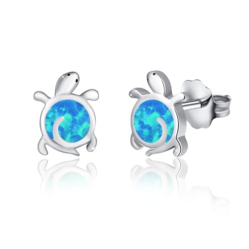 Opal Ohrringe für Damen 925 Sterling Silber Schildkröte Ohrringe Ohrstecker Tier Ohrringe Schmuck für Frauen Mädchen Kinder (Schildkröte 3) von JFASHOP