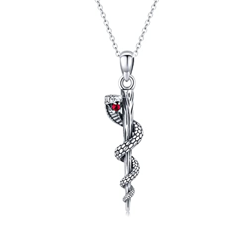 JFASHOP Schlangen kette,Gothic Schmuck Sterling Silber Retro Vintage Persönlichkeits Anhänger Halskette, Python Schlange Tier Kette für Schlangen Liebhaber Punk Geschenke für Frauen und Männer von JFASHOP