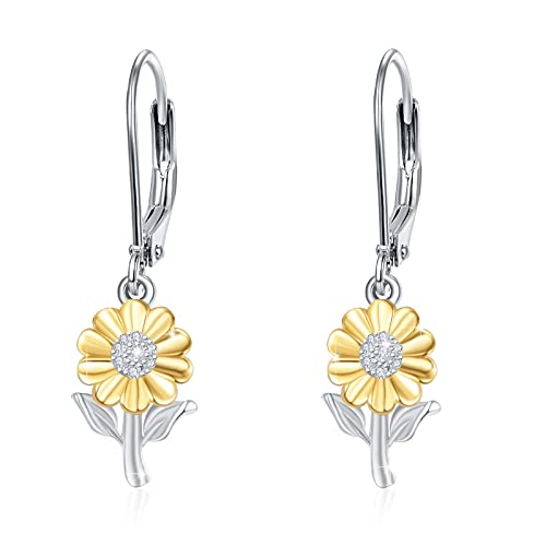 Sonnenblumen Ohrringe für Damen, 925er Sterlingsilber Du bist mein Sonnenschein, Sonnenblumen Creolen Ohrstecker Schmuck Geschenke für Ohrringe für Mädchen von JFASHOP