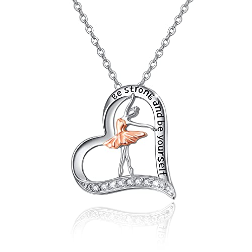 JFASHOP Tinkerbell Kette Sterling Silber Ballett Halskette für Damen Ballerina Tanz Anhänger Schmuck Liebe Halskette Muttertags Geschenke für Mädchen Frauen Tochter Tänzerin Kinder von JFASHOP