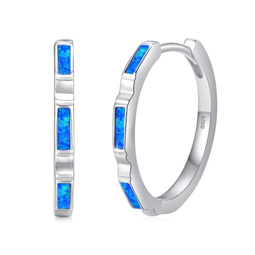 Türkis Kreis Ohrringe 925 Sterling Silber - Malachit Round Hoop Creolen Inlay Huggie für Frauen Mädchen Geschenke Schmuck von JFASHOP