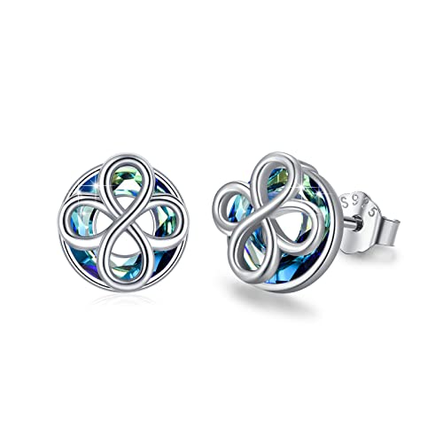 Unendlichkeit Ohrringe 925 Sterling Silber Keltische Kristall Ohrstecker Infinity Muttertags Geschenke Valentinstag für Damen Mädchen Frauen Kinder von JFASHOP