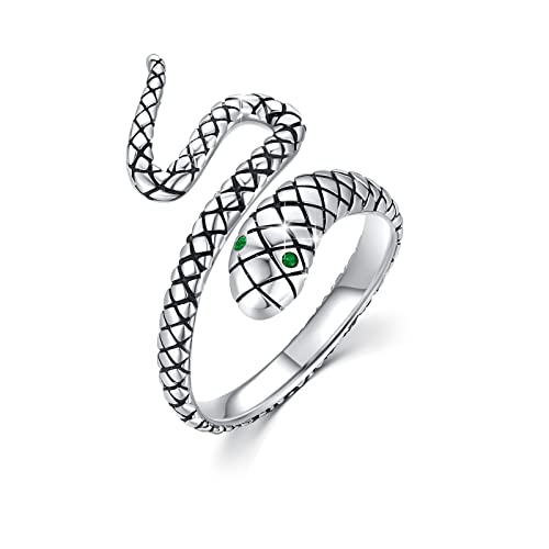 Schlangen Ring Verstellbare Ringe für Frauen Sterling Silber 925 Ring Schlange Geschenke Männer Frauen Gothic Vintage Party Schmuck für Frauen Männer Mädchen (Sterling Silver) von JFASHOP