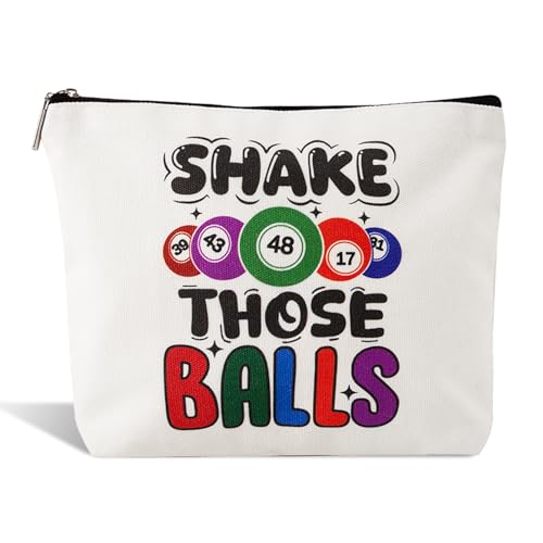 JFEHBFL Bingo-Spieler-Geschenk, Make-up-Tasche für Frauen, Bingo-Spiele-Liebhaber, Geschenke für Freunde, Bingo-Tasche, Reißverschluss-Tasche, Make-up-Tasche, Shake Those Balls Lucky Bingo-Tasche für JFEHBFL Bingo-Spieler-Geschenk, Make-up-Tasche für Frauen, Bingo-Spiele-Liebhaber, Geschenke für Freunde, Bingo-Tasche, Reißverschluss-Tasche, Make-up-Tasche, Shake Those Balls Lucky Bingo-Tasche für von JFEHBFL