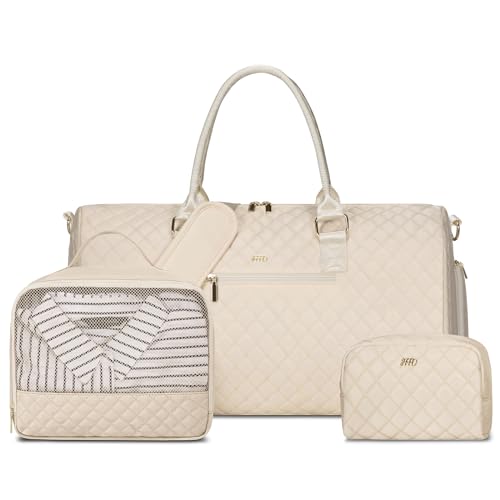 JFFD Reisetasche mit Kulturbeutel, für Damen, Wochenendtasche mit Schuhfach, Beige, 3 Stück – Aufbewahrungstasche, Large - 3Pcs von JFFD