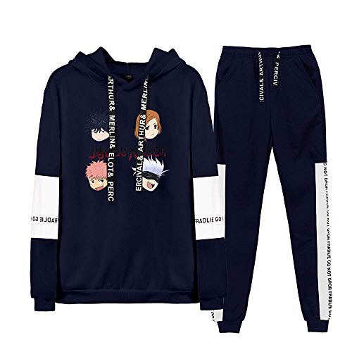 JFLY Herbst/Winter Hoodie Sporthose Set Jujutsu Kaisen Anime Harajuku Cosplay Sweatshirt Jungen Mädchen Lässig Lose Bequeme Kleidung von JFLY