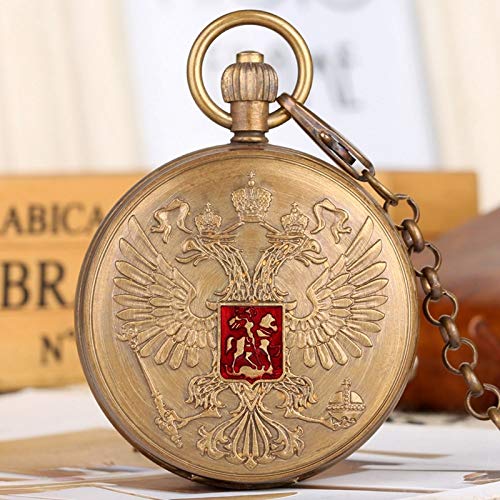 JFNHUTL Doppeladler-Wappen, Russisches Nationalwappen, Abzeichen, Tourbillon, mechanische Taschenuhr aus reinem Kupfer, Kunst-Sammlerstücke von JFNHUTL