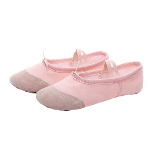 BDXMKS Ballettschuhe Ballettschuhe Mädchen Kinder Tanz Hausschuhe Professionelle Leinwand Weiche Sohle Ballett Tanzen Mädchen Frauen Ballett Yoga Gym Tänzerin Schuhe(Light Pink,27) von JFNKLFG