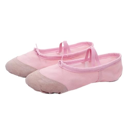 BDXMKS Ballettschuhe Ballettschuhe Mädchen Kinder Tanz Hausschuhe Professionelle Leinwand Weiche Sohle Ballett Tanzen Mädchen Frauen Ballett Yoga Gym Tänzerin Schuhe(Pink,28) von JFNKLFG