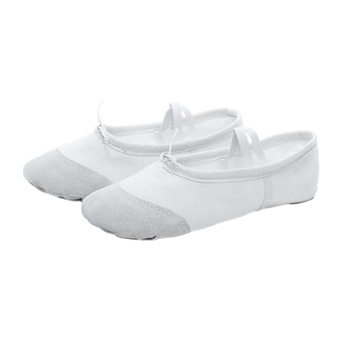 BDXMKS Ballettschuhe Ballettschuhe Mädchen Kinder Tanz Hausschuhe Professionelle Leinwand Weiche Sohle Ballett Tanzen Mädchen Frauen Ballett Yoga Gym Tänzerin Schuhe(White,32) von JFNKLFG