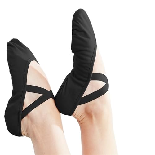 BDXMKS Ballettschuhe Ballettschuhe Tanzen Hausschuhe Praxis Ballettschuhe Leinwand Frauen Ballett Hausschuhe Weiche Ballettschuhe(Black,41(24CM)) von JFNKLFG