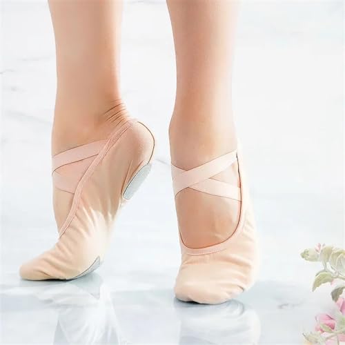 BDXMKS Ballettschuhe Ballettschuhe Tanzen Hausschuhe Praxis Ballettschuhe Leinwand Frauen Ballett Hausschuhe Weiche Ballettschuhe(Brown,30(18.5CM)) von JFNKLFG