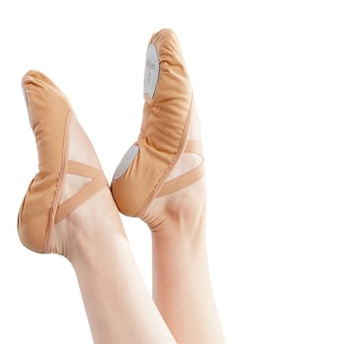 BDXMKS Ballettschuhe Ballettschuhe Tanzen Hausschuhe Praxis Ballettschuhe Leinwand Frauen Ballett Hausschuhe Weiche Ballettschuhe(Tan,41(24CM)) von JFNKLFG