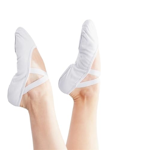 BDXMKS Ballettschuhe Ballettschuhe Tanzen Hausschuhe Praxis Ballettschuhe Leinwand Frauen Ballett Hausschuhe Weiche Ballettschuhe(White,30(18.5CM)) von JFNKLFG