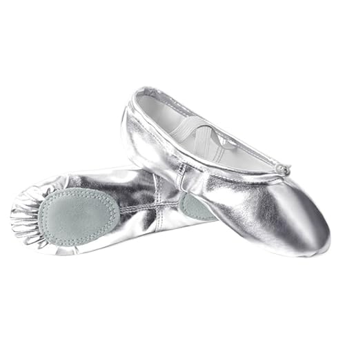 BDXMKS Ballettschuhe Composite PU Leder Ballett Tanz Schuhe Professionelle Weiche Frauen Split Sohle Rosa Schwarz Großhandel Ballerina Tanzen Schuh(Silver,12) von JFNKLFG