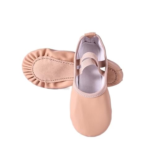 BDXMKS Ballettschuhe Frauen Ballett Hausschuhe for Frau Danseuse PU Leder Professionelle Tänzer for Mädchen Kinder Weiche Sohle Kinder Kleinkind Tanzschuhe(Free Lace Full Sole,35) von JFNKLFG