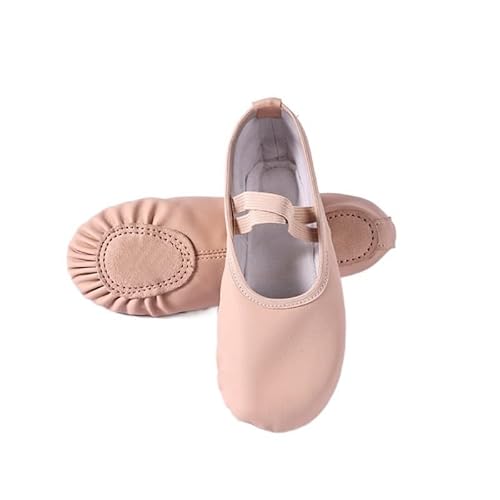 BDXMKS Ballettschuhe Frauen Ballett Hausschuhe for Frau Danseuse PU Leder Professionelle Tänzer for Mädchen Kinder Weiche Sohle Kinder Kleinkind Tanzschuhe(Free Lace Split Sole,27) von JFNKLFG