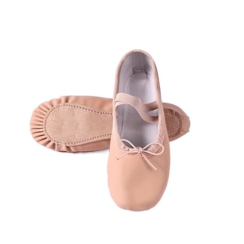 BDXMKS Ballettschuhe Frauen Ballett Hausschuhe for Frau Danseuse PU Leder Professionelle Tänzer for Mädchen Kinder Weiche Sohle Kinder Kleinkind Tanzschuhe(Lace Up Full Sole,34) von JFNKLFG