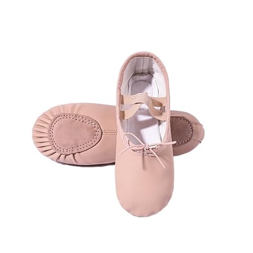 BDXMKS Ballettschuhe Frauen Ballett Hausschuhe for Frau Danseuse PU Leder Professionelle Tänzer for Mädchen Kinder Weiche Sohle Kinder Kleinkind Tanzschuhe(Lace Up Split Sole,30) von JFNKLFG