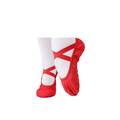 BDXMKS Ballettschuhe Frauen Ballett Schuhe Mädchen Professionelle Ballett Hausschuhe Split Sohle Tanz Schuhe Frauen Tanz Training Schuhe(Red,32) von JFNKLFG