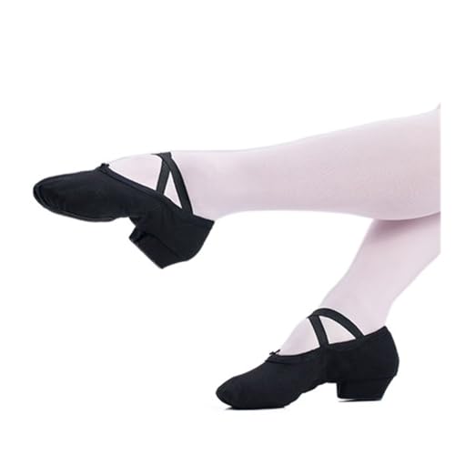 BDXMKS Ballettschuhe Frauen Ballettschuhe Mädchen Kinder Ballett Tanzschuhe Weiche Sohle Low Heels Jazz Tanzschuhe Rosa/Schwarz Frauen Übungsschuhe(Black,Size 40) von JFNKLFG