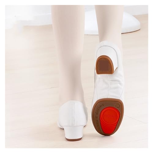 BDXMKS Ballettschuhe Frauen Ballettschuhe Mädchen Kinder Ballett Tanzschuhe Weiche Sohle Low Heels Jazz Tanzschuhe Rosa/Schwarz Frauen Übungsschuhe(Upgrade-White,Size 39) von JFNKLFG