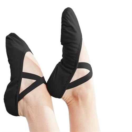 BDXMKS Ballettschuhe Frauen Ballettschuhe Tanz Erwachsene Kinder Ballett Hausschuhe Weiche Sohle Professionelle Leinwand Tanztraining Schuhe For Ballett(Black,41) von JFNKLFG