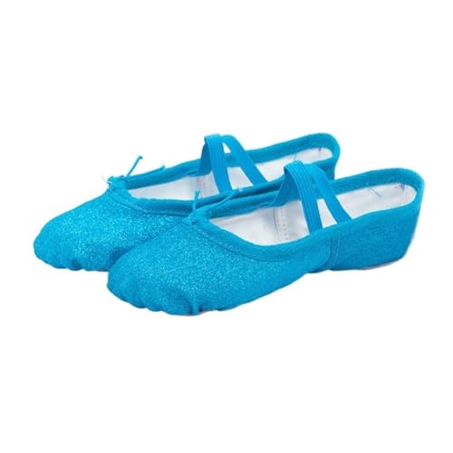 BDXMKS Ballettschuhe Glitzernde Ballett-Tanzschuhe, Yoga-Gymnastik, Flache Hausschuhe, Rosa, Blau, Rose, Rot, Farben, Ballett-Tanzschuhe For Mädchen, Kinder, Frauen, Lehrer(Blue,32) von JFNKLFG