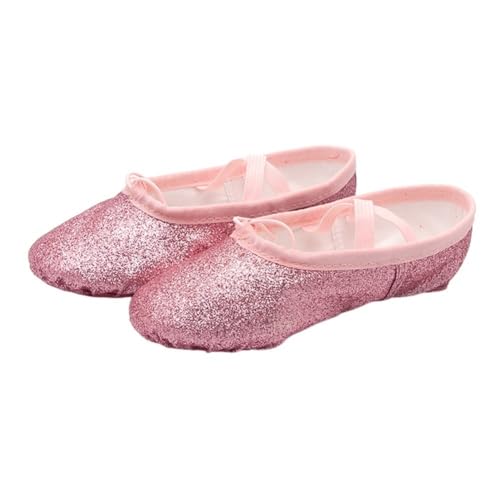 BDXMKS Ballettschuhe Glitzernde Ballett-Tanzschuhe, Yoga-Gymnastik, Flache Hausschuhe, Rosa, Blau, Rose, Rot, Farben, Ballett-Tanzschuhe For Mädchen, Kinder, Frauen, Lehrer(Rose Red,24) von JFNKLFG