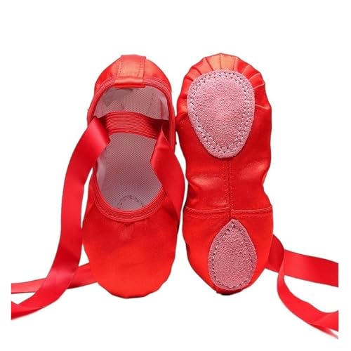 BDXMKS Ballettschuhe Mädchen Ballerina Ballettschuhe Rosa Nude Damen Satin Professionelle Ballettschuhe For Tanzen(Red,5.5) von JFNKLFG