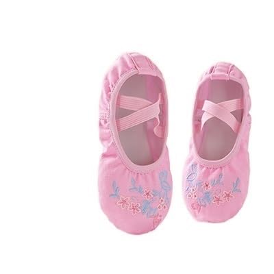 BDXMKS Ballettschuhe Mädchen Ballettschuhe Sticken Kinder Tanz Hausschuhe Geteilte Sohle Gymnastik Tanzschuhe Rosa Klassische Tanzschuhe(Pink-1,38) von JFNKLFG