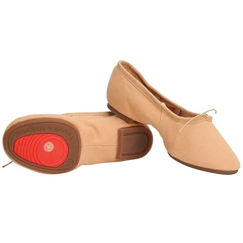 BDXMKS Ballettschuhe Tuch Natürliche Leder Ballett Tanz Schuhe For Frauen Mittleren Ferse Weiche Jazz Salsa Tanzen Schuhe Turnschuhe For Mädchen Yoga Schuhe(Cloth rubber sole-01,10) von JFNKLFG