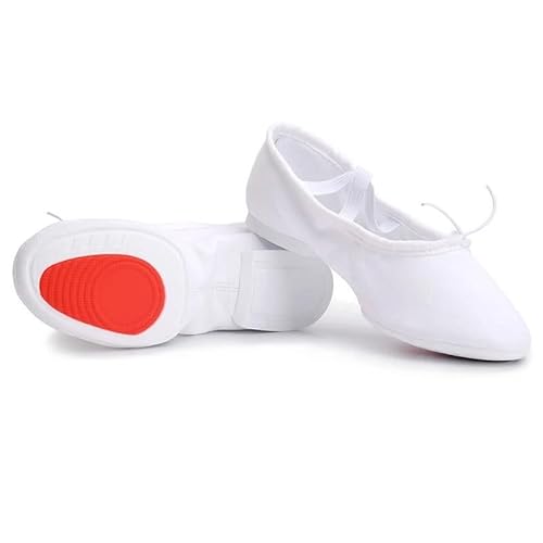 BDXMKS Ballettschuhe Tuch Natürliche Leder Ballett Tanz Schuhe For Frauen Mittleren Ferse Weiche Jazz Salsa Tanzen Schuhe Turnschuhe For Mädchen Yoga Schuhe(Cloth rubber white,6) von JFNKLFG