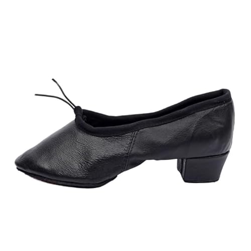 Ballettschuhe Qualität Tanzen Schuhe for Frauen Mittleren Absatz Leder Mädchen Frauen Ballett Tanz Schuhe Bauch Yoga Tanz Schuhe Lehrer Schuhe(Genuine Leather BK,13.5) von JFNKLFG