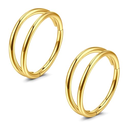 FORYOU 2Stk Helix Piercings Nasenpiercing Ring Chirurgenstahl Double Hoop 16G/18G Hinged Clicker Septum Knorpel Conch Daith Tragus Rook Piercing Schmuck Gold Silber für Männer und Frauen FORYOU 2Stk Helix Piercings Nasenpiercing Ring Chirurgenstahl Double Hoop 16G/18G Hinged Clicker Septum Knorpel Conch Daith Tragus Rook Piercing Schmuck Gold Silber für Männer und Frauen von JFORYOU