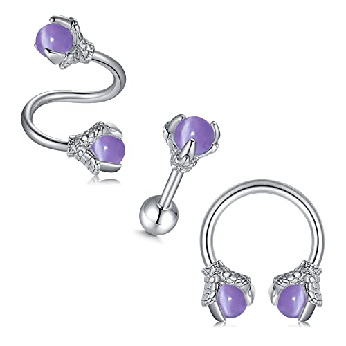 JFORYOU Drachenklaue mit synthetischem Edelstein Helix Knorpel Tragus Daith Forward Helix Ohrringe Piercing Schmuck für Frauen und Männer von JFORYOU