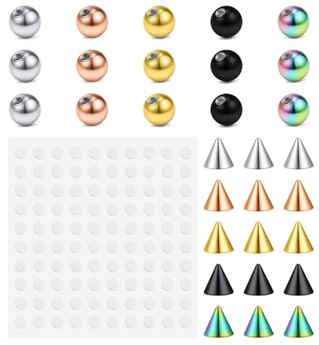 JFORYOU Gefälschte Augenbrauenring Gefälschte Lippen Labret Studs Ersatz Kugeln Spike mit 100pcs Sticker Non-Piercing Körperschmuck Fake Skin Piercing JFORYOU Gefälschte Augenbrauenring Gefälschte Lippen Labret Studs Ersatz Kugeln Spike mit 100pcs Sticker Non-Piercing Körperschmuck Fake Skin Piercing von JFORYOU