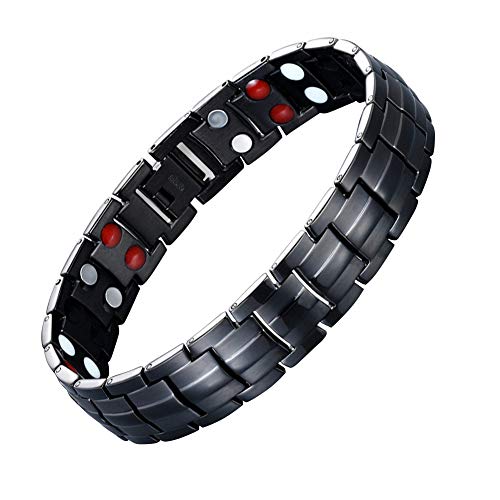 JFUME Männer Magnetarmband Geschenk für ihn Schwarzes Armband Doppelreihige Magnete mit Link-Entfernungswerkzeug 8,5 "verstellbar von JFUME