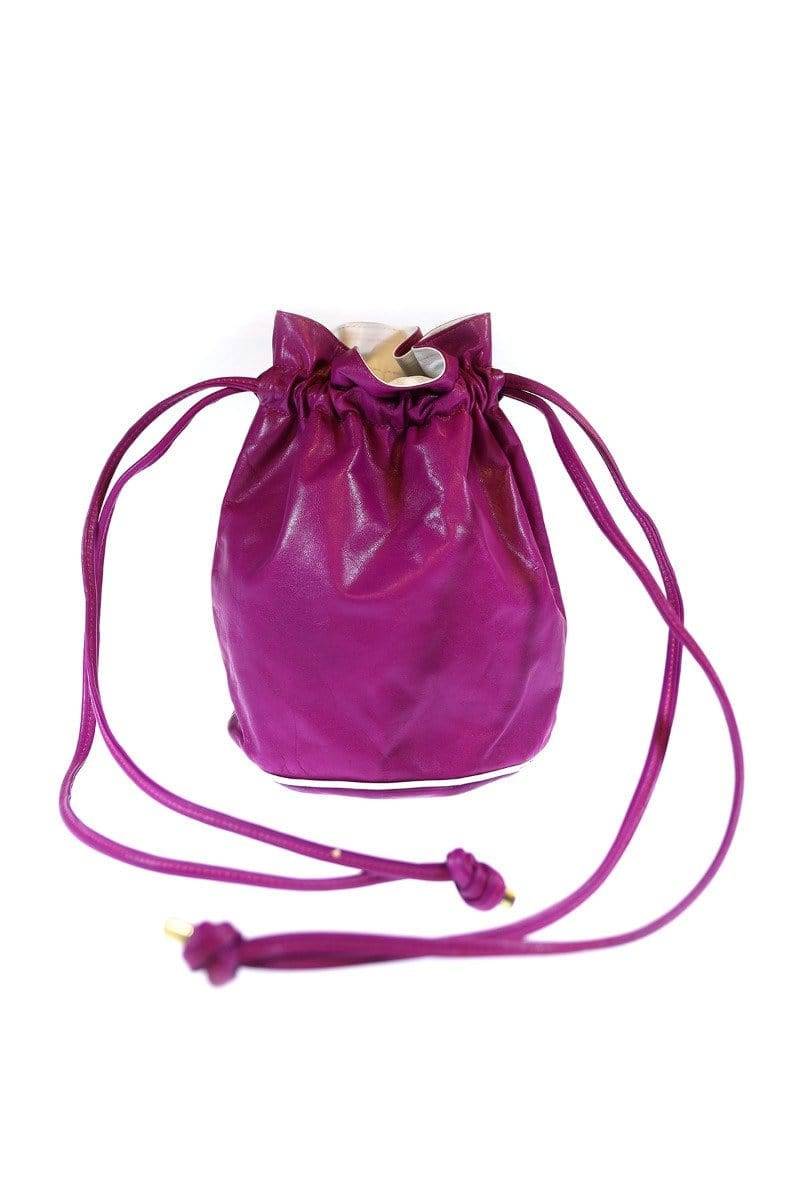 Safi Vintage Fuchsia Und Weiß Kordelzug Handtasche von JFYbrand