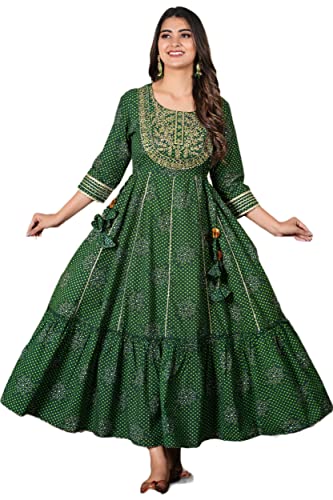 Kleid für St. Patricks Day, Anarkali, indischer Kurti für Damen, pakistanische Hochzeit/Party, Designer-Stil (grün), Grün , Large von JG JAI GOVINDAM