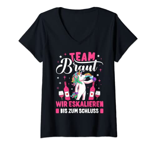 Damen JGA Frauen T-Shirt Team Braut Junggesellenabschied Frauen T-Shirt mit V-Ausschnitt Damen JGA Frauen T-Shirt Team Braut Junggesellenabschied Frauen T-Shirt mit V-Ausschnitt von JGA Frauen T-Shirts & Team Braut Einhorn