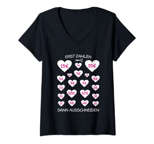 Damen JGA Team Junggesellinnenabschied Zahlen Herz Ausschneiden T-Shirt mit V-Ausschnitt Damen JGA Team Junggesellinnenabschied Zahlen Herz Ausschneiden T-Shirt mit V-Ausschnitt von JGA Herz Ausschneiden Shirt by FreakyS