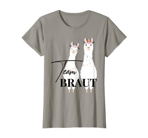 JGA Junggesellenabschied Alpaka Lama Kollektion Team Braut Lama Alpaka Alpaca Grau Kurzarm T-Shirt Damen S von JGA Junggesellenabschied Alpaka Lama Kollektion