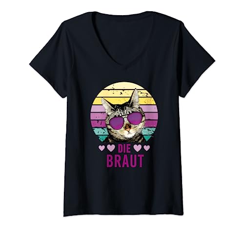 Damen Die Braut JGA Katze Tiger Junggesellenabschied T-Shirt mit V-Ausschnitt Damen Die Braut JGA Katze Tiger Junggesellenabschied T-Shirt mit V-Ausschnitt von JGA Junggesellenabschied Braut Bräutigam