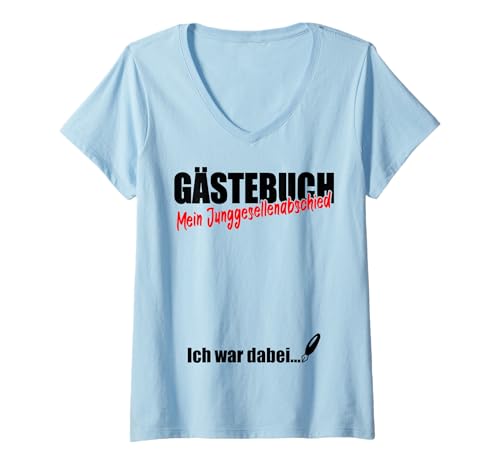 Damen Junggesellenabschied JGA Party Gästebuch Unterschreiben T-Shirt mit V-Ausschnitt von JGA Junggesellenabschied Gästebuch Unterschreiben