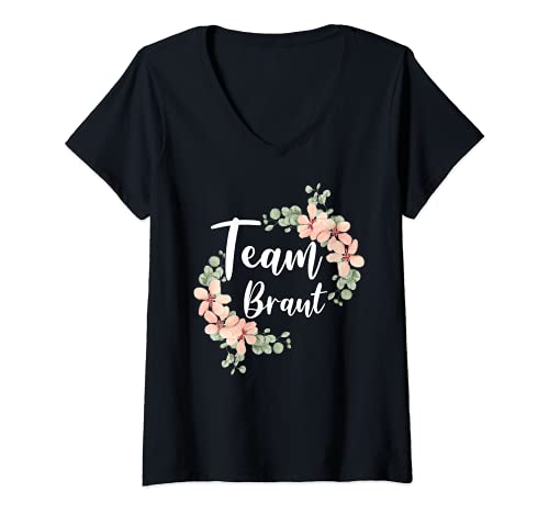 Damen Team Braut Bride Brautjungfern JGA Party Hochzeit Geschenk T-Shirt mit V-Ausschnitt Damen Team Braut Bride Brautjungfern JGA Party Hochzeit Geschenk T-Shirt mit V-Ausschnitt von JGA Junggesellenabschied Geschenke Kollektion