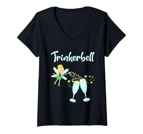 Damen lustiges Trinkerbell Fee - Junggesellinnenabschied - Party T-Shirt mit V-Ausschnitt von JGA - Junggesellinnenabschied - Partygirls & Ladys